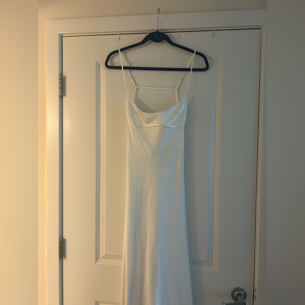 Zara White Satin Maxi Dress